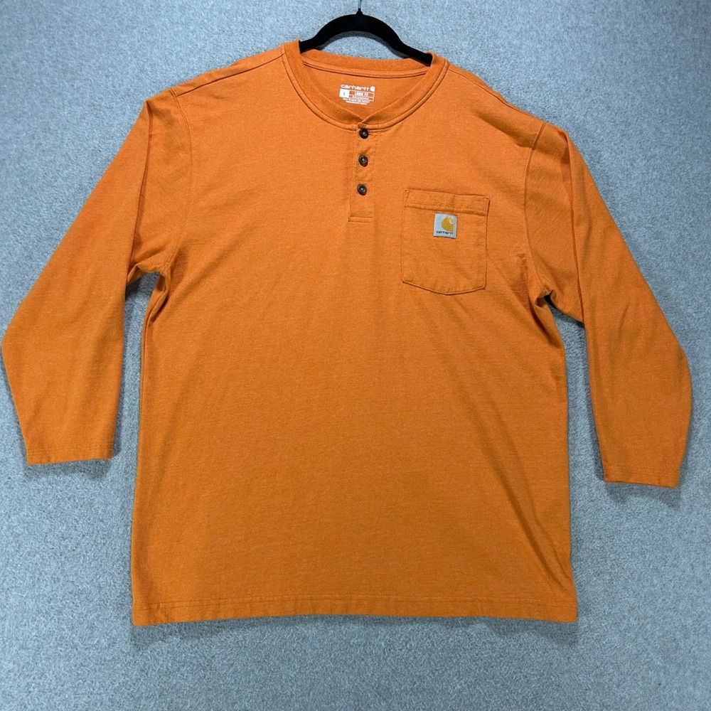 Carhartt Henley Shirt TK0128-M Mens L Orange Workwear Streetwear